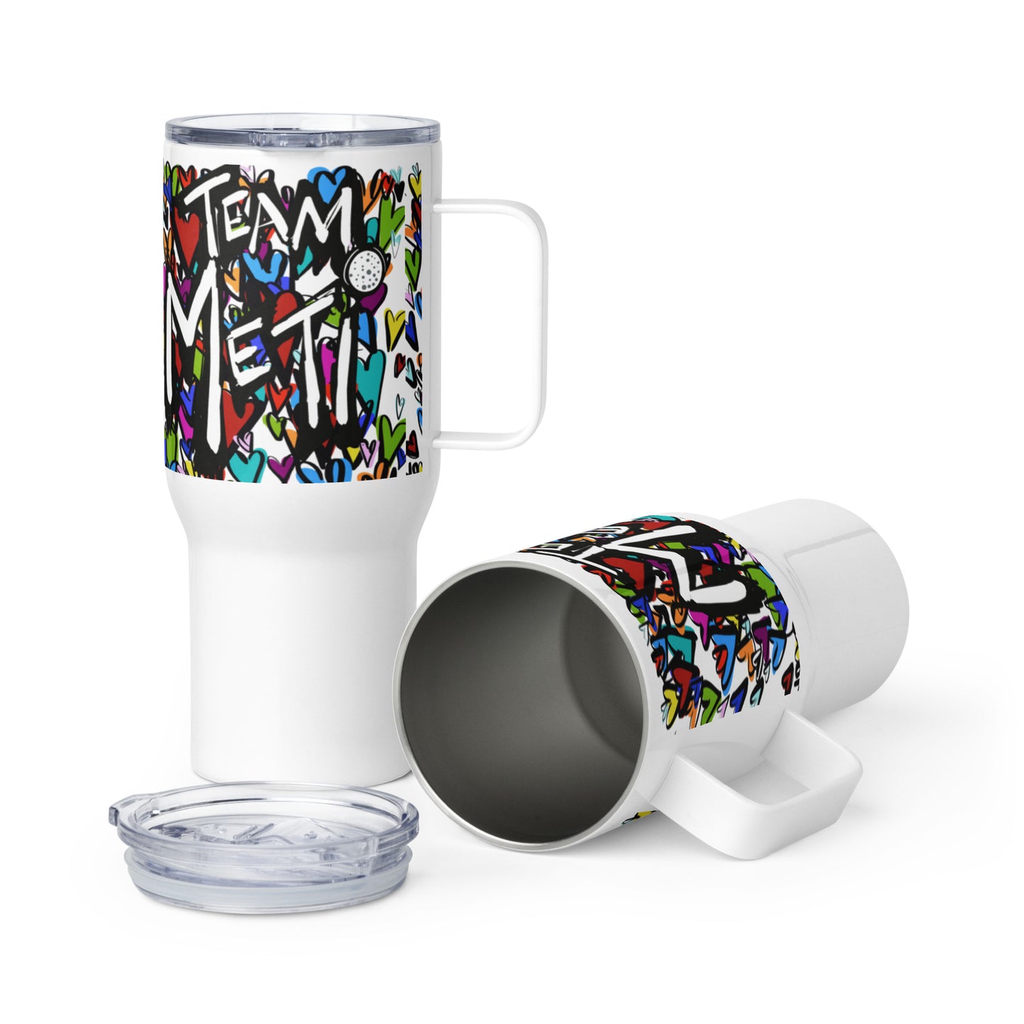 Travel mug with a handle "Team METI"