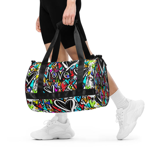 All-over print gym bag "Finding Love"