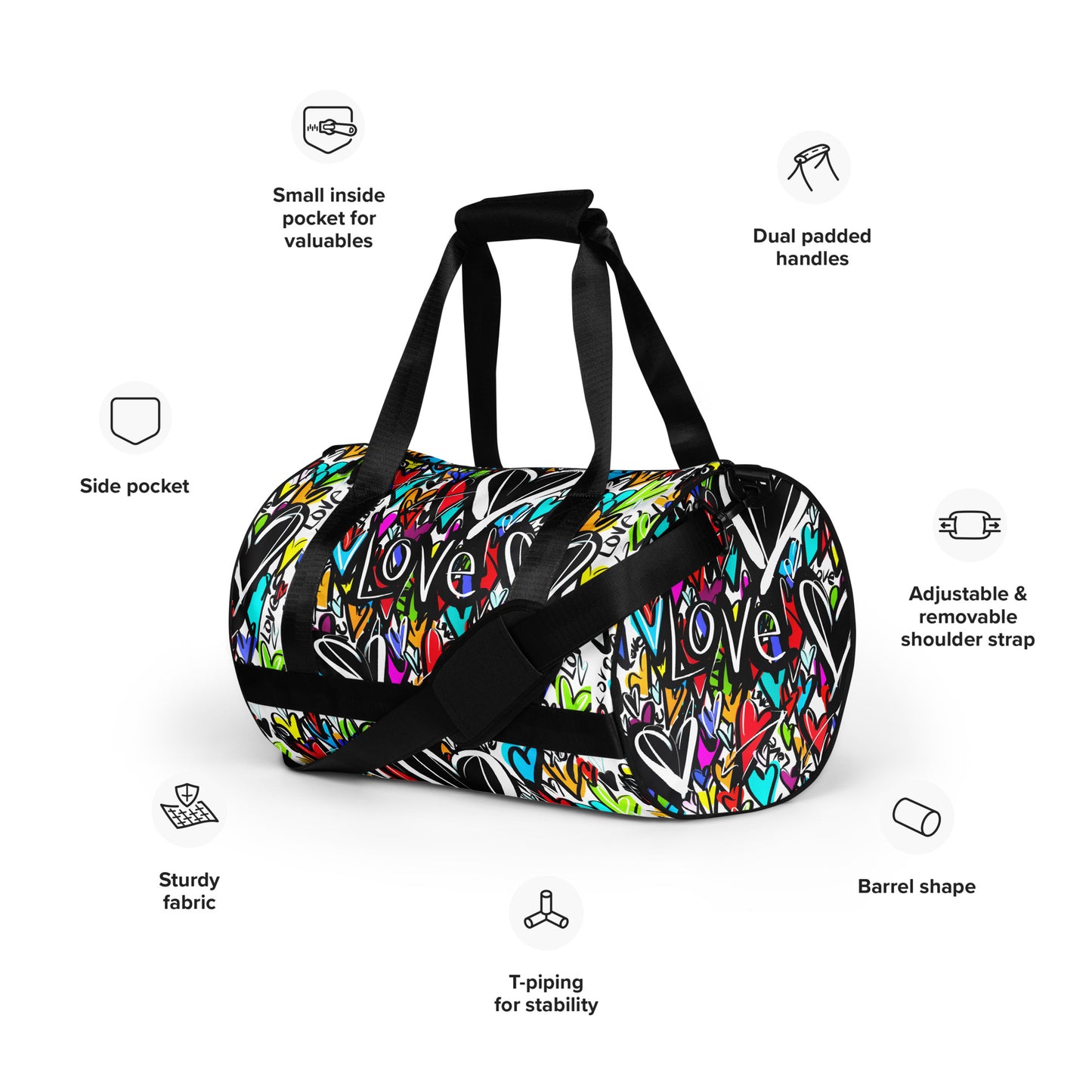 All-over print gym bag "Finding Love"