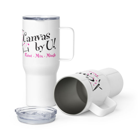 Travel mug with a handle "CanvasbyU!"